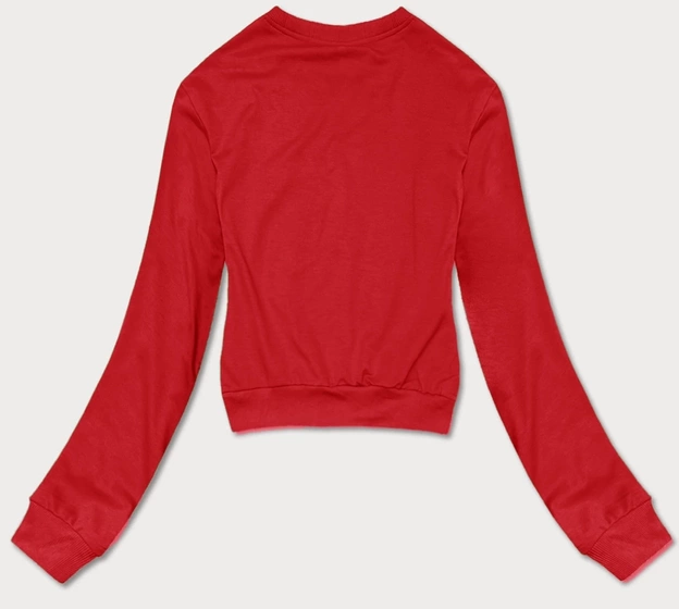 Cienka krótka bluza dresowa damska czerwona (8B938-18)