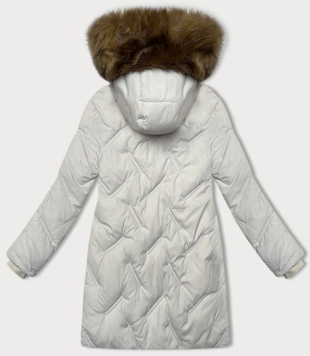 Zimowa kurtka damska ze ściąganymi bokami S'west jasny szary (R8295-26)