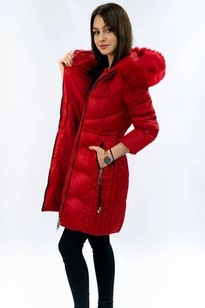 PIKOWANA KURTKA ZIMOWA DAMSKA CZERWONA (C918)