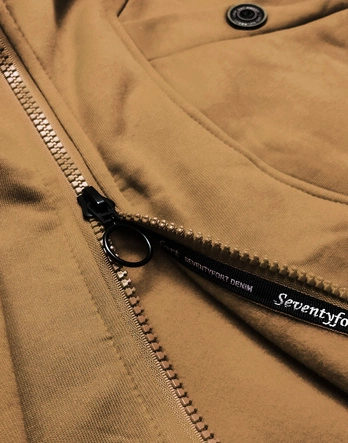 DŁUGA DAMSKA BLUZA SPORTOWA MUSZTARDOWA (AMG816)