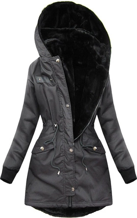 DAMSKA DWUSTRONNA PARKA ZIMOWA GRAFITOWA (A623)