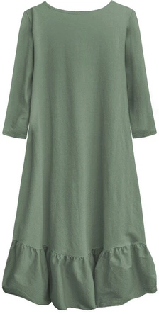 BAWEŁNIANA SUKIENKA OVERSIZE SZAROZIELONA (MODEL8)