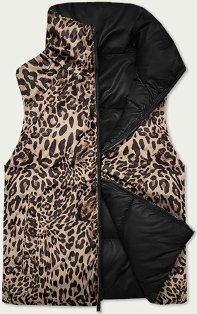 Dwustronna krótka kamizelka S'West czarny-panterka (B8346-1)