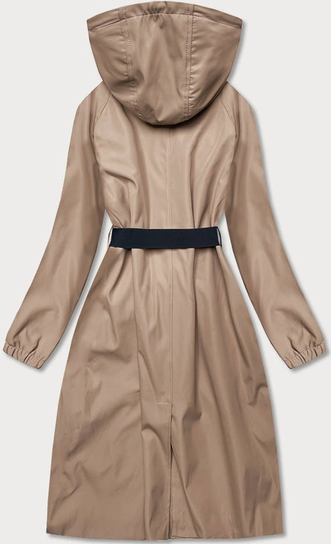 Długi płaszcz z paskiem beżowy (AG5-019)