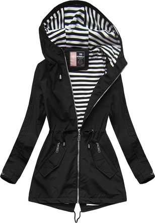 PARKA W MARYNARSKIM STYLU CZARNA (W647)