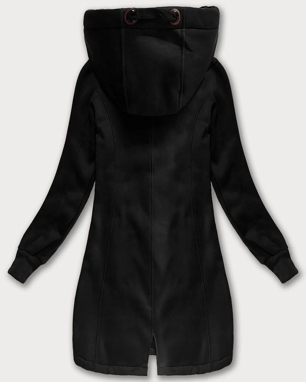 Długa bluza damska z kapturem czarna (AMG-675/2)