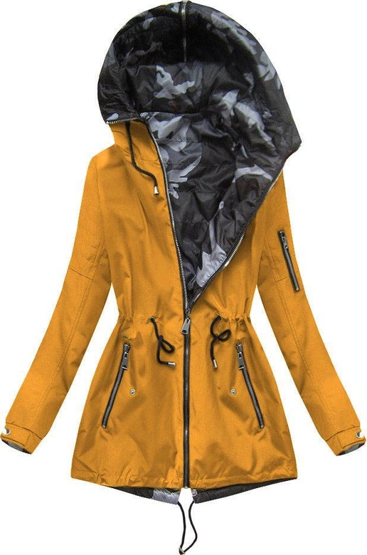 DWUSTRONNA KURTKA Z KAPTUREM ŻÓŁTA (W646)