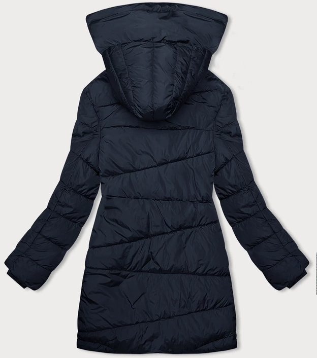 Asymetryczna kurtka damska granatowa (2M-21113)