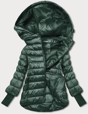 KRÓTKA KURTKA DAMSKA Z DZIANINOWYMI ŚCIĄGACZAMI ZIELONA (P22-6636-33)