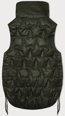 Krótki bezrękawnik damski ze ściąganymi bokami S'West khaki (B8358-11)