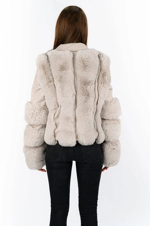 KRÓTKA RAMONESKA Z FUTREM BEŻOWA (FL2020)