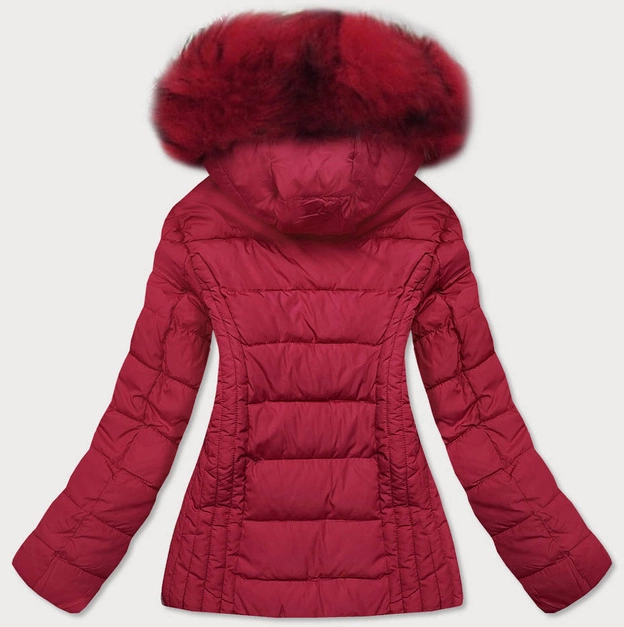 CIENKA KURTKA ZIMOWA DAMSKA Z KAPTUREM CZERWONA (8943-B)