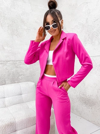 Komplet krótka marynarka + szerokie spodnie fuksja (8263)