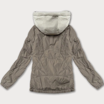 Damska kurtka z ozdobnym kapturem Miss TiTi ciemny beż (3295)