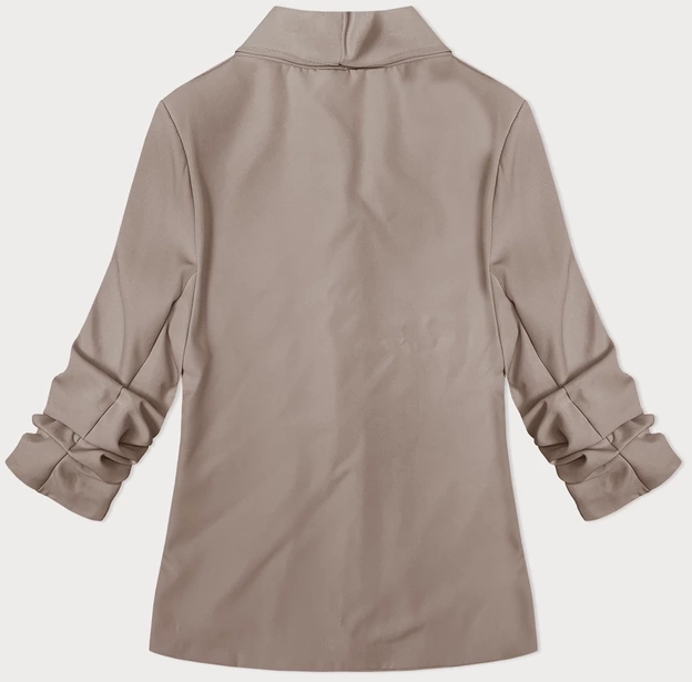 Cienka marynarka z marszczonymi rękawami mocca (22-356)