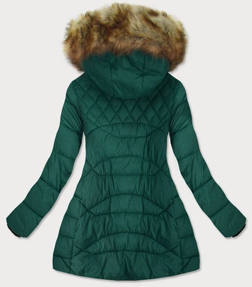 PIKOWANA KURTKA DAMSKA Z KAPTUREM ZIELONA (808BIG)