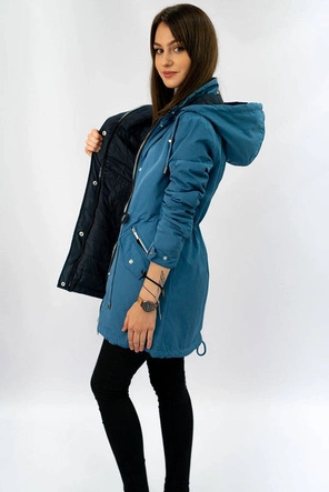 DWUSTRONNA PARKA Z KAPTUREM NIEBIESKO-GRANATOWA (W302)