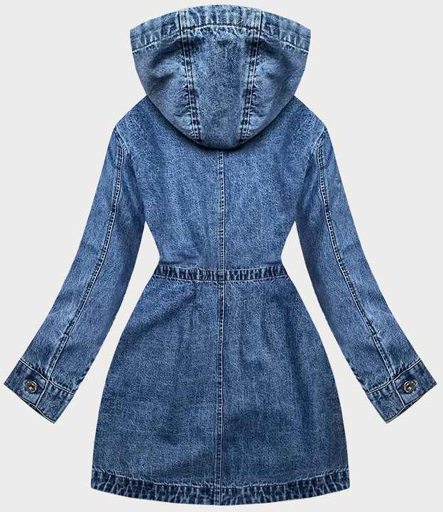 Narzutka jeansowa z kapturem niebieska (pop5953-k)