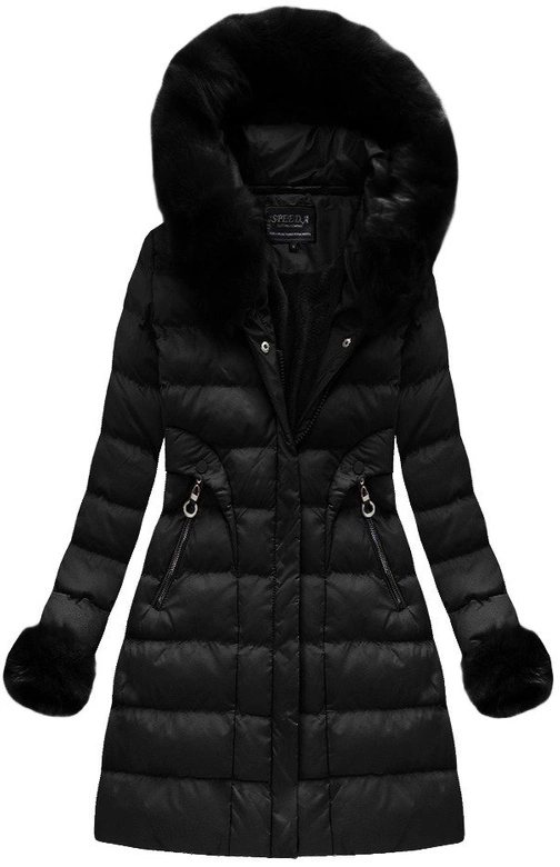 PIKOWANA KURTKA DAMSKA ZIMOWA Z KAPTUREM CZARNA (W765-1)