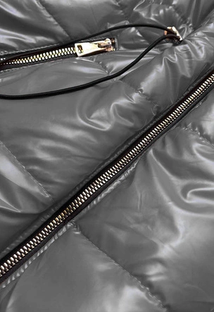 Błyszcząca kamizelka z kapturem grafitowa (b9783-70)