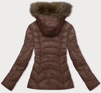 Przejściowa pikowana kurtka z kapturem damska Glakate camel (LU-2202)