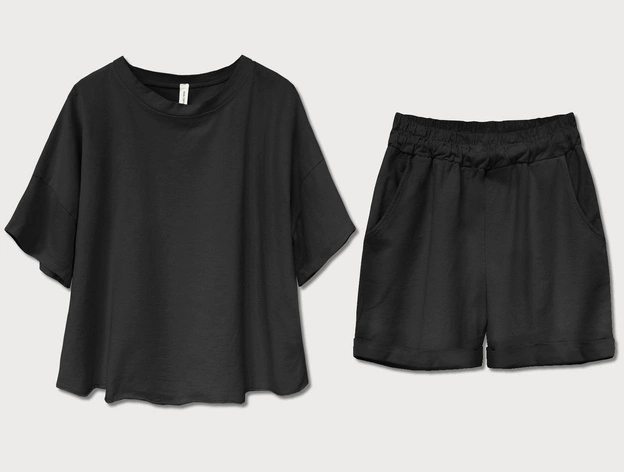 DRES SPORTOWY DAMSKI BLUZA I SZORTY CZARNY (608ART)