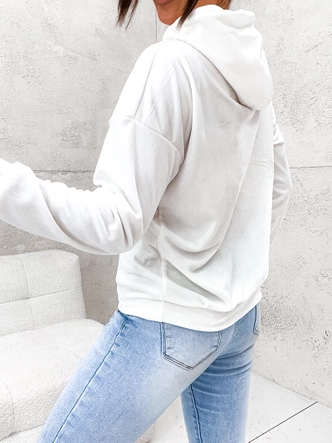 Welurowa bluza z kapturem ecru (8270)