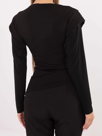 Elegancka bluzka na poduszkach czarna (21898)