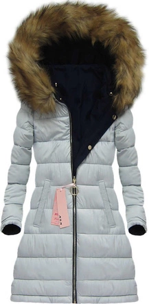 DWUSTRONNA KURTKA DAMSKA ZIMOWA Z KAPTUREM GRANATOWA (W707)