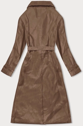 Dwurzędowy klasyczny płaszcz damski ze skóry ekologicznej Ann Gissy camel (AG6-30)