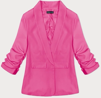 Cienka marynarka z marszczonymi rękawami różowa (22-356)