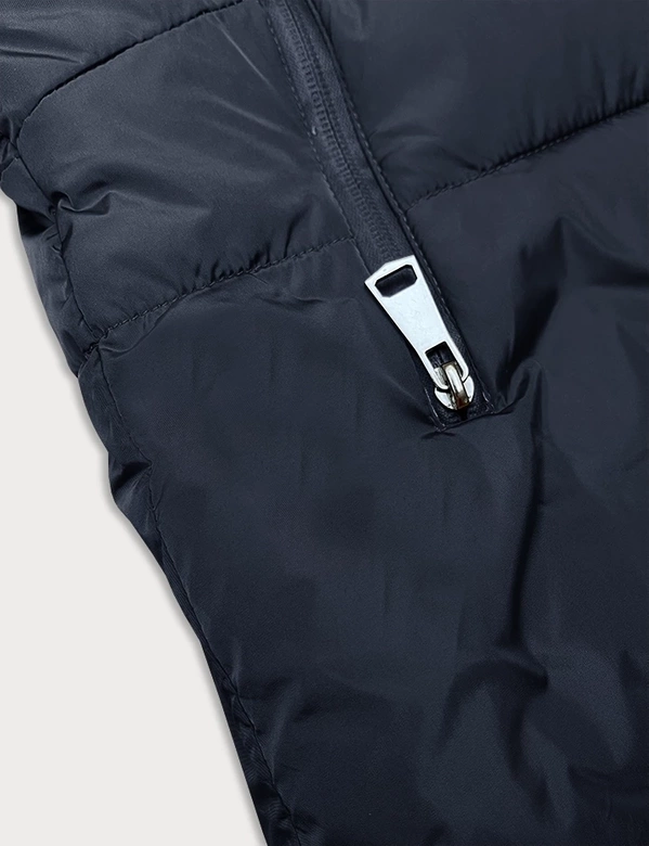 Asymetryczna kurtka damska granatowa (2M-21113)