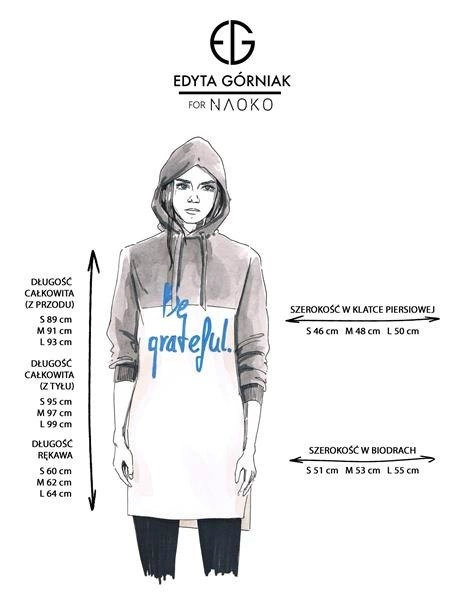 BLUZA/TUNIKA BE GRATEFUL LONG EDYTA GÓRNIAK FOR NAOKO SZARO-BIAŁA (GRATEFUL)