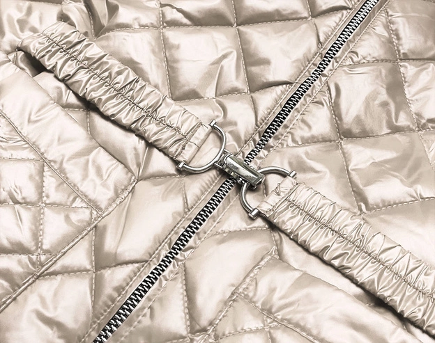 Pikowana kurtka damska z paskiem beżowa (bh2208)