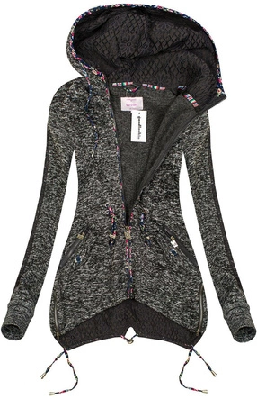 DŁUGA BLUZA Z KAPTUREM GRAFITOWA (LX2150)