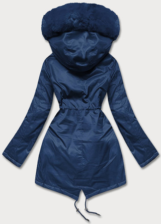 Parka damska z futerkiem granatowa (5m762-215)