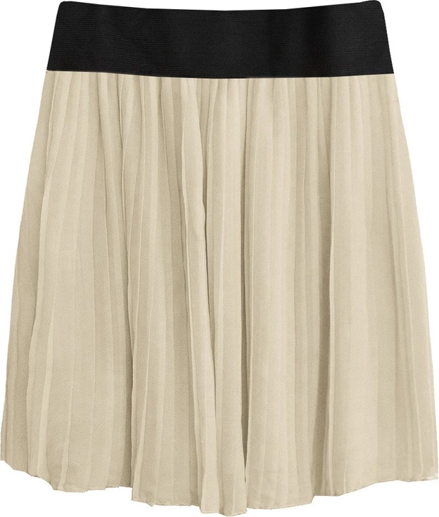 PLISOWANA SPÓDNICA MINI BEŻOWA (9228/3)