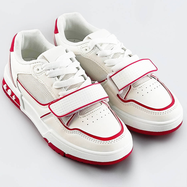 Damskie adidasy dwukolorowe biało-czerwone (ad-585)