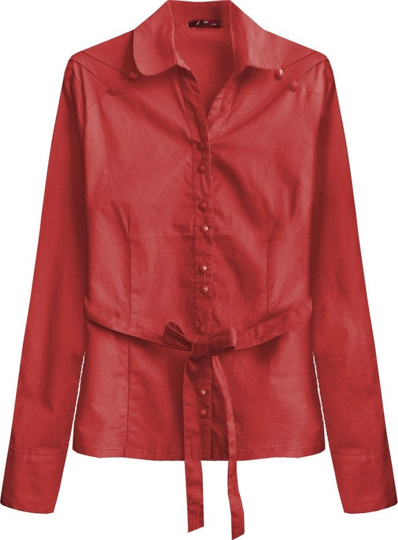 BAWEŁNIANA KOSZULA Z PASKIEM CZERWONA (1017)