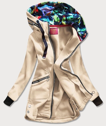 BLUZA DAMSKA Z OZDOBNYMI SUWAKAMI BEŻOWA (547)