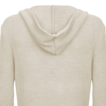 DŁUGI SWETER Z KAPTUREM I KIESZENIAMI BEŻOWY (114ART)