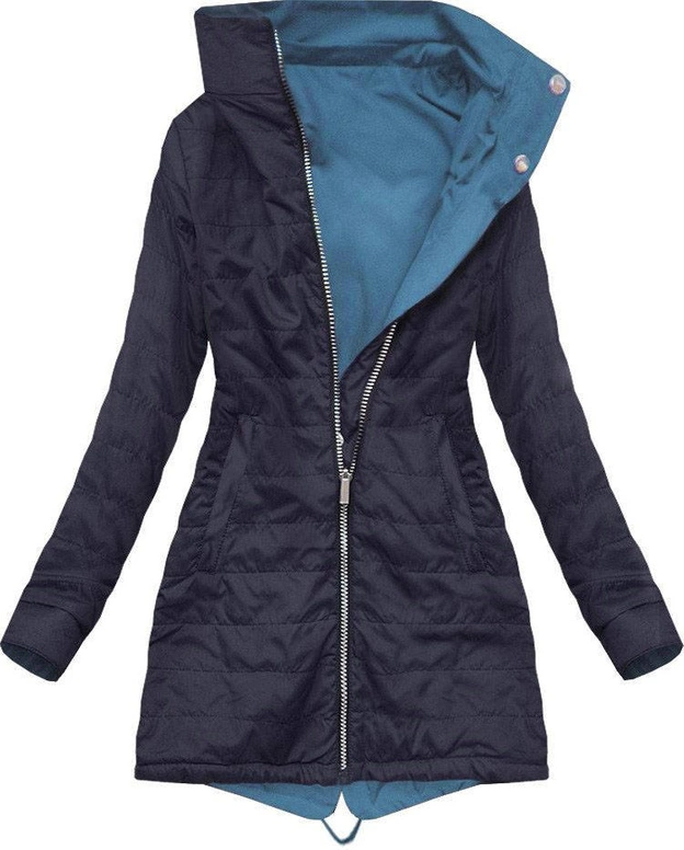 DWUSTRONNA PARKA Z KAPTUREM NIEBIESKO-GRANATOWA (W302)