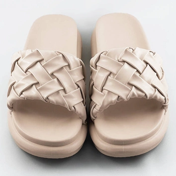 Damskie klapki z plecionką beżowe (xa-137)