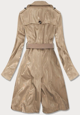 CIENKI PŁASZCZ Z ŁĄCZONYCH MATERIAŁÓW BEŻOWY (YR2027)