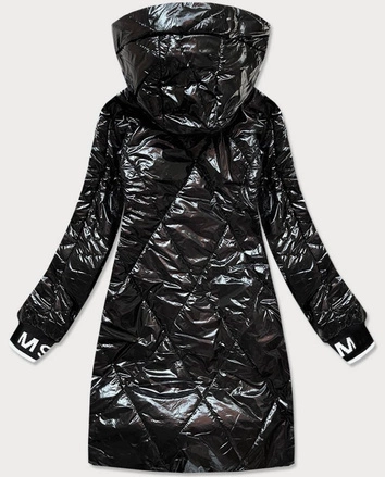 BŁYSZCZĄCA KURTKA DAMSKA CZARNA (B9777)
