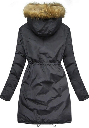 DWUSTRONNA PARKA Z KAPTUREM GRAFITOWO-CZARNA (MODEL16)