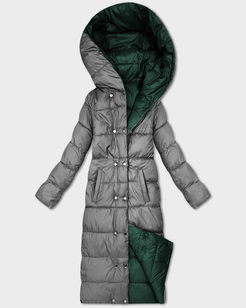 Dwustronna zimowa kurtka do kolan Minority ciemny zielony-szary (P3-6017-33+61)