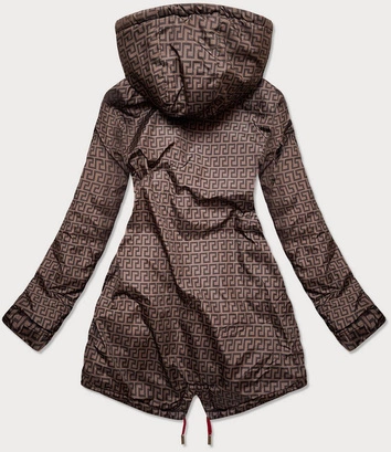 Dwustronna kurtka damska czerwono-brązowa (w556-1)