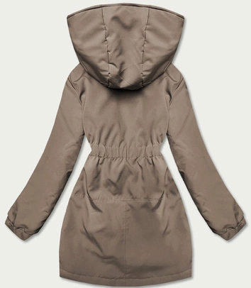 Parka damska z kapturem beżowy (B8121-12)