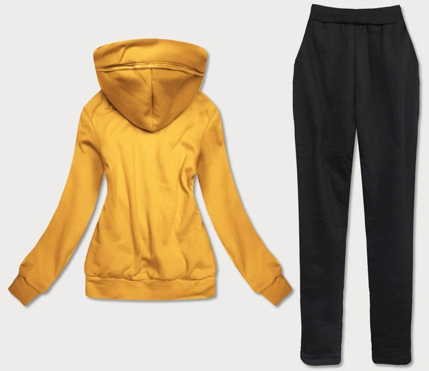 DAMSKI KOMPLET DRESOWY Z ROZPINANĄ BLUZĄ ŻÓŁTY (AMG578)